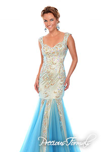 P38008 - Precious Formals collection shown in Nude / Turquoise