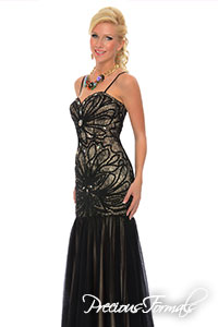 P38057 - Precious Formals collection shown in Black / Nude