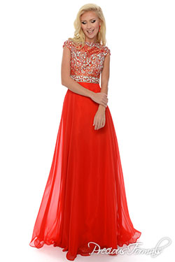 P70198 - Precious Formals collection shown in Red / Multi