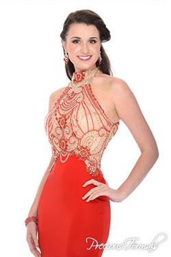 P35093 - Precious Formals collection shown in Red / Nude