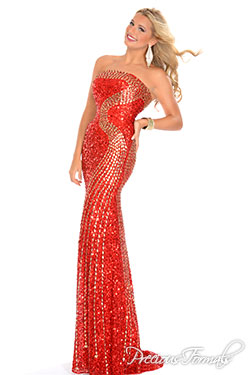 P9355 - Precious Formals collection shown in Red